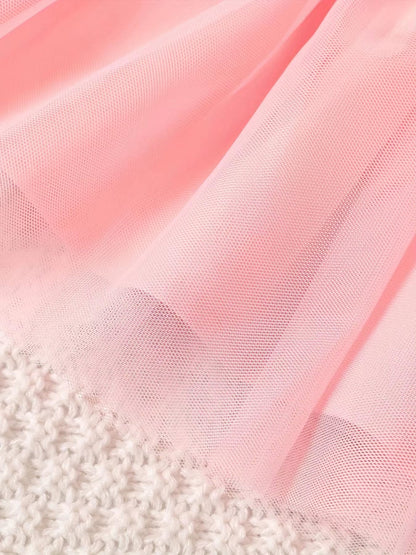 Elegant Bloom – Baby Girl Mesh Dressjacket with Waist Flower Detail